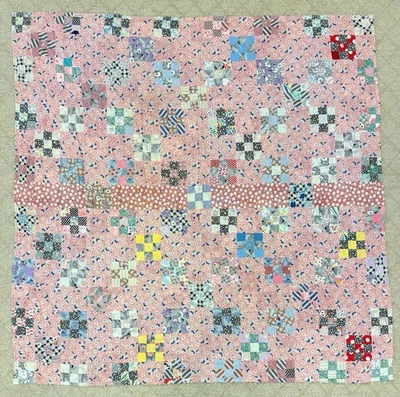 1930's patchwork quilt  nine patch - Image 1 of 4