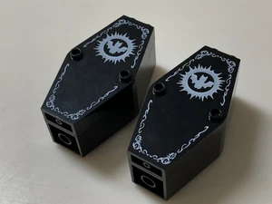 Lego Vampire Coffin Lot of 2 Monster Fighters 9464/9468 Coffin + Lid W/Bat Print - Picture 1 of 17