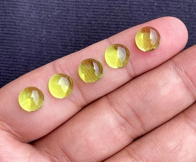 Peridot Quartz Smooth Round Cabochon, Loose Gemstone, 8x8 MM, 2 Pieces, 4Ct. - Image 1 of 2