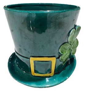 Vintage Lefton Leprechaun Green Hat Planter Made In Japan St Patrick's Day Decor - Picture 1 of 11