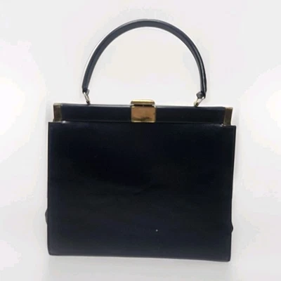 1950-е Теодор Калифорния синий лакированная кожа верхняя ручка Дамская сумка застежки ретро - Изображение 1 из 4