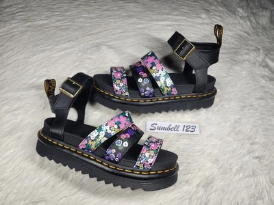 Sandalia DR.Martens Blaire Gladiator Vintage Floral Cuero Correa Gruesa Talla 7 NJOO4 Foto 1 de 4