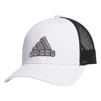 Adidas Trucker Cap Men's White/Black/Grey Sweat Wicking Adjustable Mesh Hat  New - Image 1 of 4