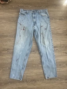 VTG Levis 550 Orange Tab 90s Relaxed Tapered Leg Jeans Paint 34x32 READ Distress - Picture 1 of 13