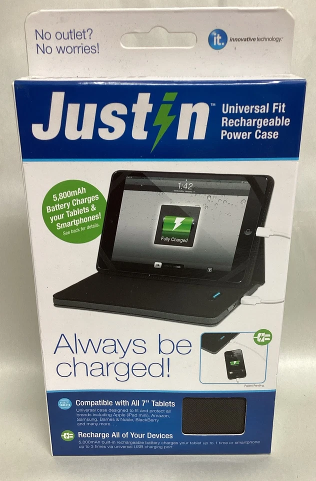 NUEVO EN CAJA JUSTiN FUNDA DE ALIMENTACIÓN RECARGABLE PARA IPAD POR TECNOLOGÍA INNOVADORA ITJ-4243U Foto 1 de 3