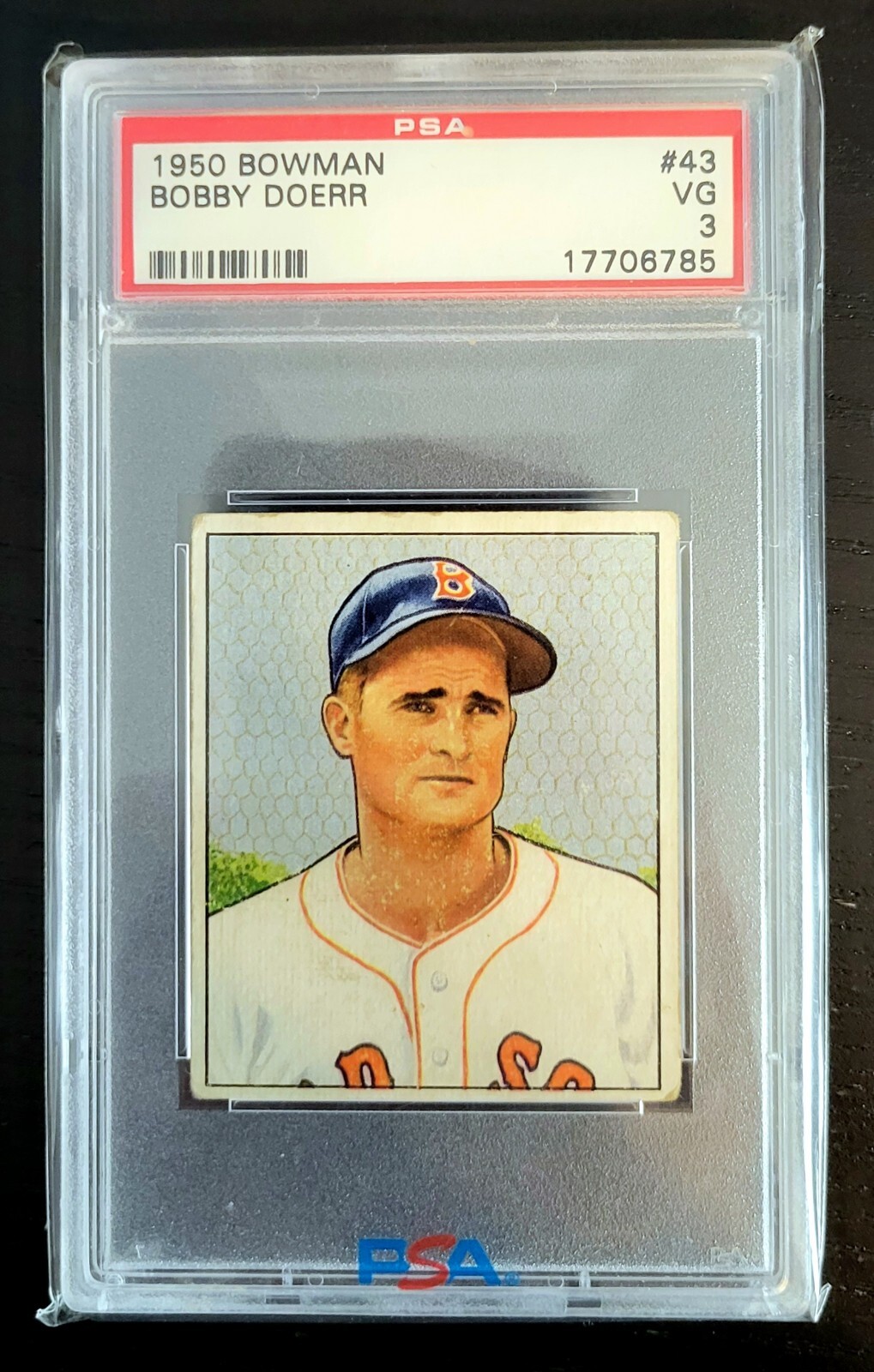 1950 Bowman #43 Bobby Doerr HOF Boston Red Sox PSA 3 VG
