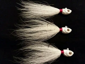 SMOO'S CUSTOM JIGS (3) 5/8 Oz White BUCKTAIL Jigs - Picture 1 of 1