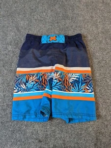 Cherokee Target Boys Swim Trunks Shorts Blue Orange Tropical Palm Leaf Small 6-7 - Picture 1 of 8