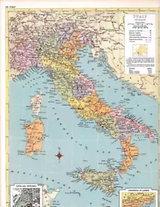 1953 Vintage Italy Map / 9x12 Great size for Framing/ 70+ years old - Picture 1 of 1