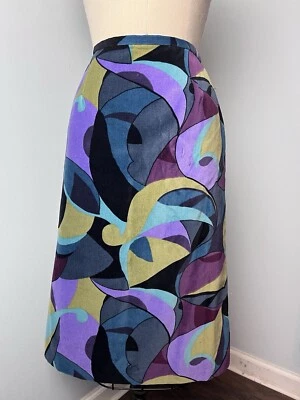 NWT Harold’s Vintage Y2K Career 10 Velvet Bright Art Swirl Color Whimsical Skirt - Image 1 of 4