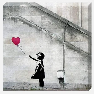 Banksy Girl With Balloon - Deep Framed 12x12IN Canvas Wall Art Picture Print - Picture 1 of 1