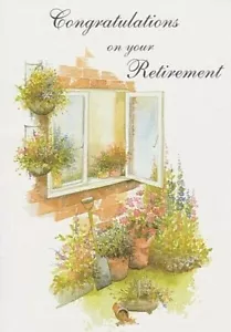 Retirement Card With Pretty Plant Scene - Bible Text - 1 Thess 5:18 - EB8972 - Picture 1 of 1