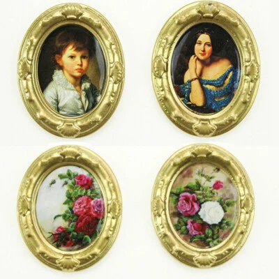4PCS 1:12 Dollhouse Miniatures Wall Art Lot Frame Painting Picture Art Vintage - Image 1 of 4