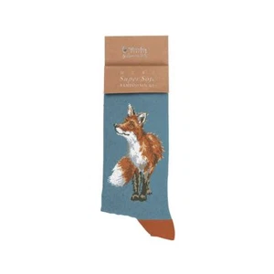 Calcetines de bambú súper suaves zorro para hombre - Calcetines Wrendale talla 7-11 con bolsa de regalo - Imagen 1 de 2