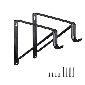 Heavy Duty Closet Rod Brackets 2 Pack Wall Mounted Shelf Bracket with Rod She... - Picture 1 of 7