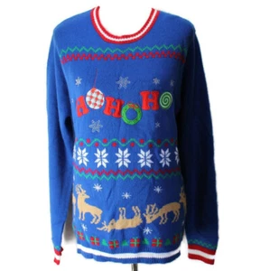 Suéteres Jolly Suéter de Vacaciones Talla L Azul Feo Navidad Manga Larga Pullover - Imagen 1 de 8