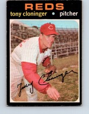 VINTAGE BASEBALL CARD OPC 1971 CINCINNATI REDS TONY CLONINGER  NO23 