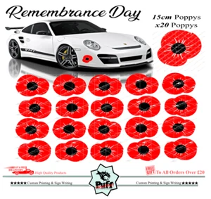 Pegatinas de coche Poppy Remembrance X20 15 cm arte artesanal para que no olvidemos monumento conmemorativo - Imagen 1 de 2