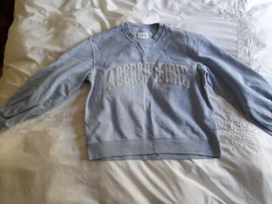 Abercrombie & Fitch Women Sweatshirt Pullover Casual Relaxed Sky Blue size S UK8 - Picture 1 of 7