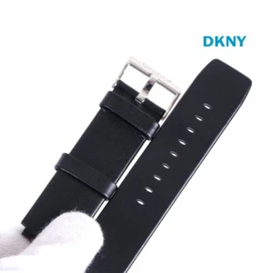 DKNY Watch Women Sterling Silver Wide Black Leather Band NY-3838 (Discounted) - Picture 1 of 9