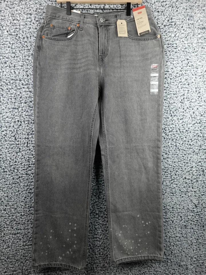 Levis Low Pro Straight Jeans Womens 31 (actual 35x30) Grey Denim Cotton