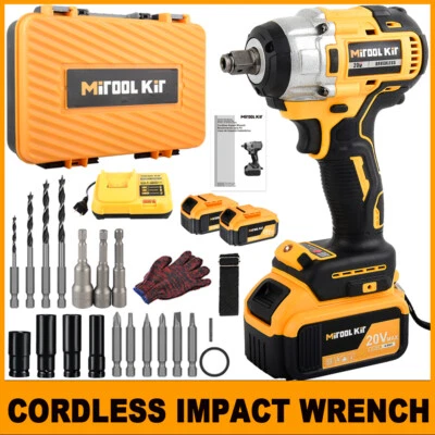 MITOOL KIT Cordless Electric Impact Wrench Gun 1/2'' High Power Driver with 2Li-ion Battery