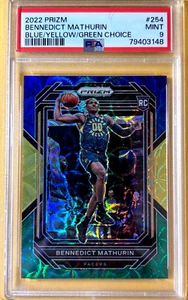 2022 PRIZM CHOICE BLUE/YEL/GREEN #254 PSA 9 MINT ROOKIE BENNEDICT MATHURIN POP 3 - Picture 1 of 2