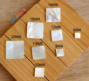 10MM Loose Gemstone Square Flat Natural White MOP Mother of Pearl Shell 10PC LOT - Picture 1 of 6