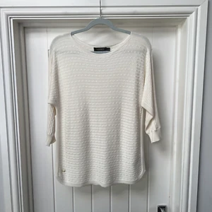 Lauren Ralph Lauren Jumper Women's Medium Cream Boat Neck Silk Mix Knit Pullover - Picture 1 of 12