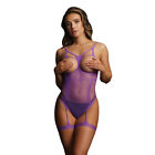 Sexy Teddy UK 6 to 14 Purple Open Cup Strappy Fishnet Lingerie Le Desir Bliss 