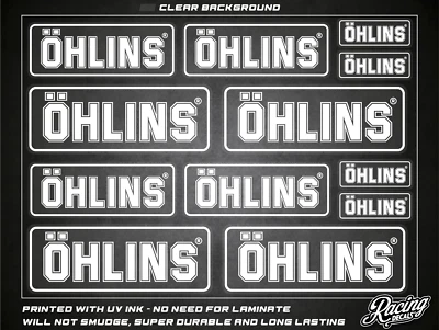 Pegatinas OHLINS - 12 pegatinas impresas UV de alta calidad sobre respaldo transparente