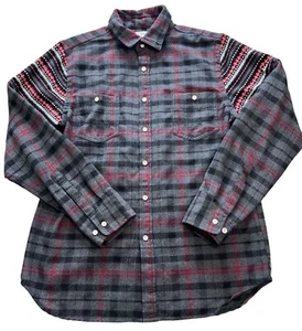 HOWE Mens Creative Workforce Black Gray Red Southwestern Flannel Work Shirt L - Picture 1 of 9