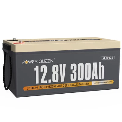 Power Queen12V 300Ah Lithium Batterie LiFePO4 Akku mit 200A BMS 4000+ Tiefzyklen