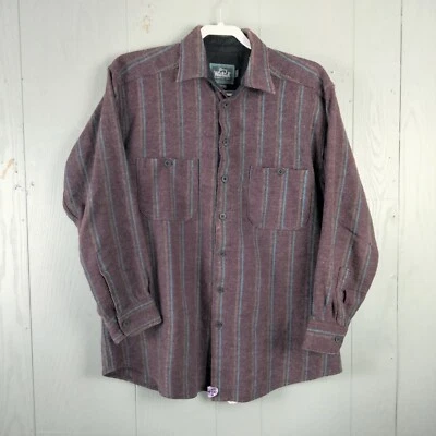 Vintage 70s Woolrich Flannel Shirt Mens Large Striped Heavyweight Wool Nylon - Image 1 of 4