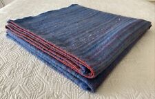 Vintage Blue Stripe 60% Wool Blend Single Blanket 210 cm x 160 cm