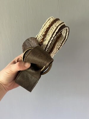 女士人造皮革串珠珍珠腰带珠环波西米亚部落 — 第 1/4 张图片