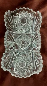Amerikanische Brillantschliff Glas Schale Tablett Hobstar Sägezahn schwer 8" Antik - Bild 1 von 7