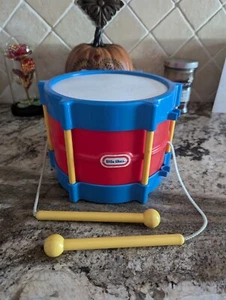 Little Tikes-Drum-2 Drum Sticks-Red & Blue 1980's Vintage-As Shown - Picture 1 of 5