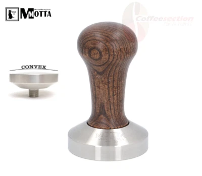 Manipulación de café de acero inoxidable convexo Motta ø 58 mm mango de madera máquinas comerciales E61 Foto 1 de 4