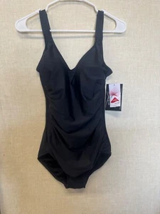 NEW WOMENS LANDS END LYCRA XTRA LIFE BLACK ONE PIECE SWIMSUIT SIZE 10 - Picture 1 of 5