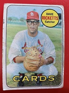 1969 Topps Baseball Card #232 Dave Ricketts St. Louis Cardinals Poor Creases