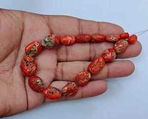 Cuentas antiguas de coral rojo italiano vintage cuentas de coral marino 100 % naturales piedras preciosas sueltas - Imagen 1 de 6