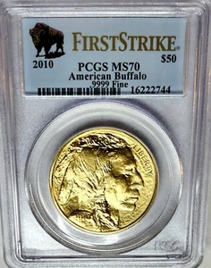 Exquisite 2010 $50 Gold American Buffalo PCGS MS70 First Strike 1 oz Pure Gold - Picture 1 of 2