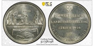 Switzerland 5 francs 1939, Federal Exposition Zurich PCGS MS63 - Picture 1 of 4
