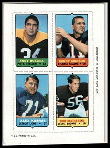 1969 Topps #NNO Andy Russell / Johnson / Alex Karras / Matheson Four-in-One - Foto 1 di 2