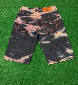 Vintage Y2K True Religion Pink Wash Baggy Hip Hop Jean Shorts Mens Size 32 Jorts - Picture 1 of 6