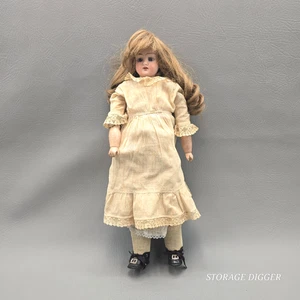 Antike Arabesque Germany blaue Augen Puppe Biskuit Kopf und Lederkörper 16,5 Zoll - Bild 1 von 21