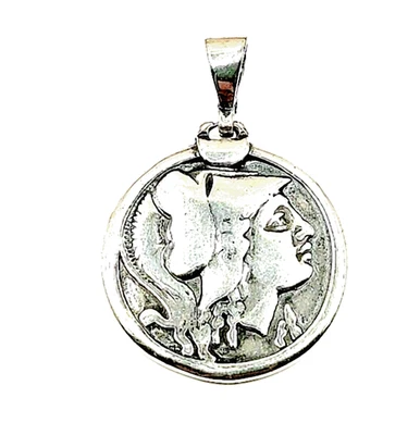 Handmade Sterling Silver 925 Ancient Greek Coin Athena Owl Pendant Necklace - Image 1 of 4