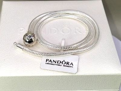 Original Pandora Moments Logo Kugelverschluss Schlangenkette Halskette ALE 50cm Neu in Box - Bild 1 von 4