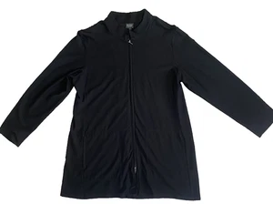 Eileen Fisher Damen Blazer Jacke schwarz Reißverschluss Kragen Strick Petites Large - Bild 1 von 14